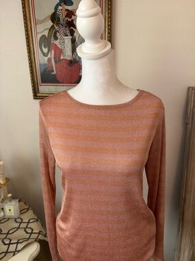 Reformation Shimmer Striped Long Sleeve Top